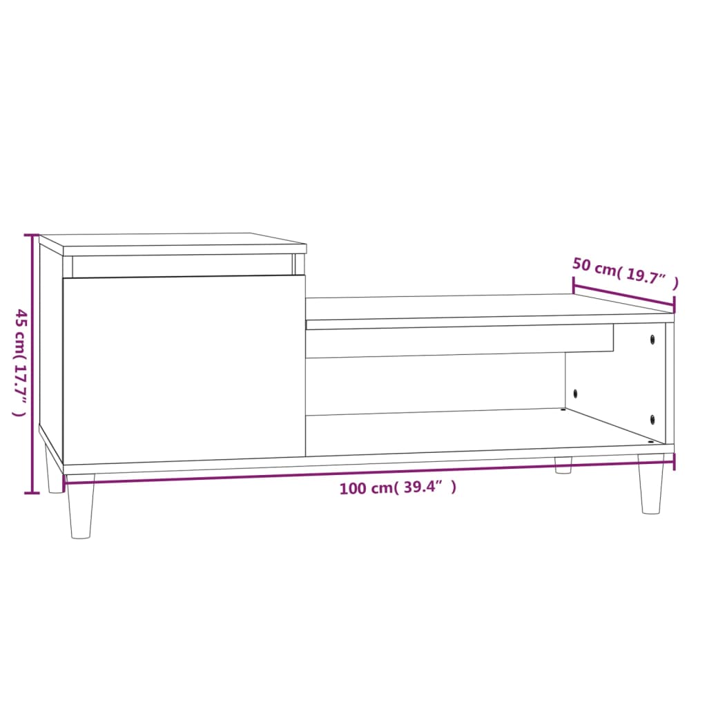 vidaXL Salontafel 100x50x45 cm bewerkt hout sonoma eiken