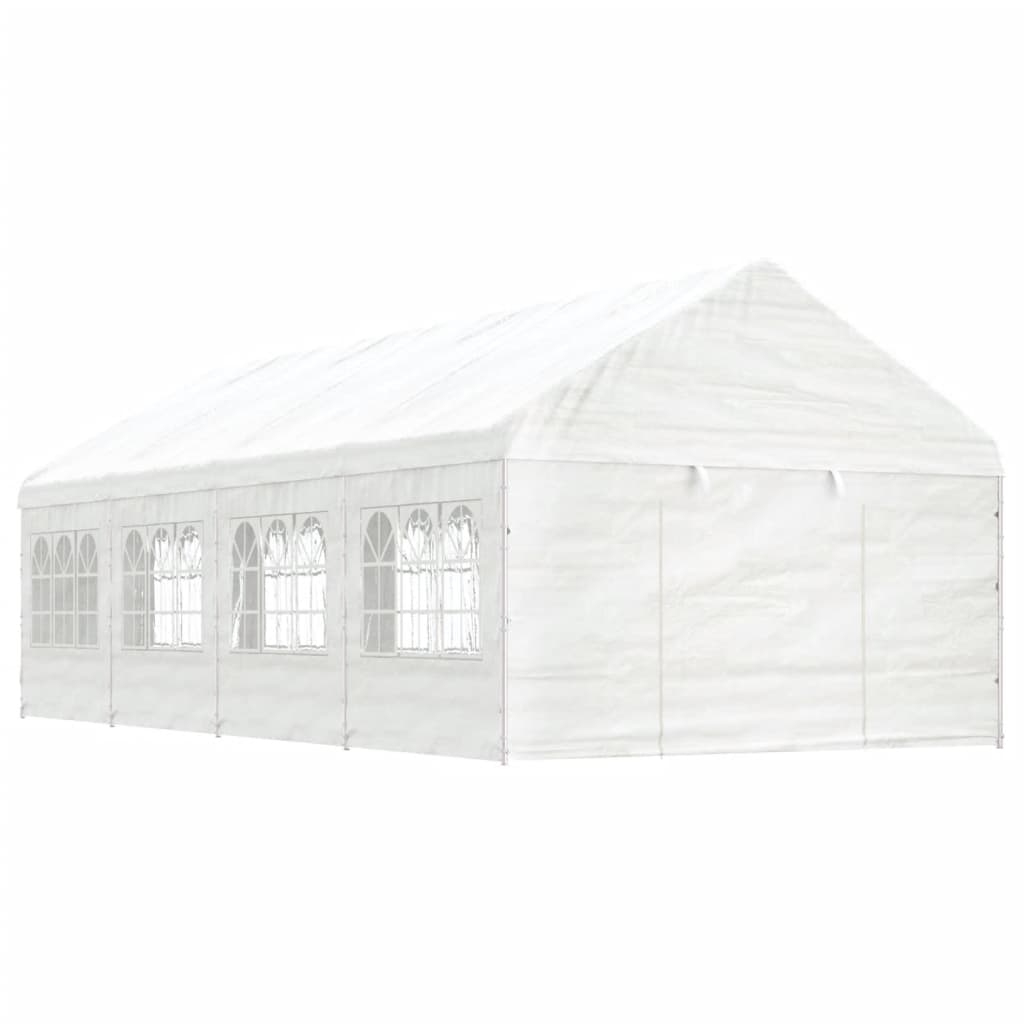 vidaXL Prieel met dak 8,92x4,08x3,22 m polyetheen wit