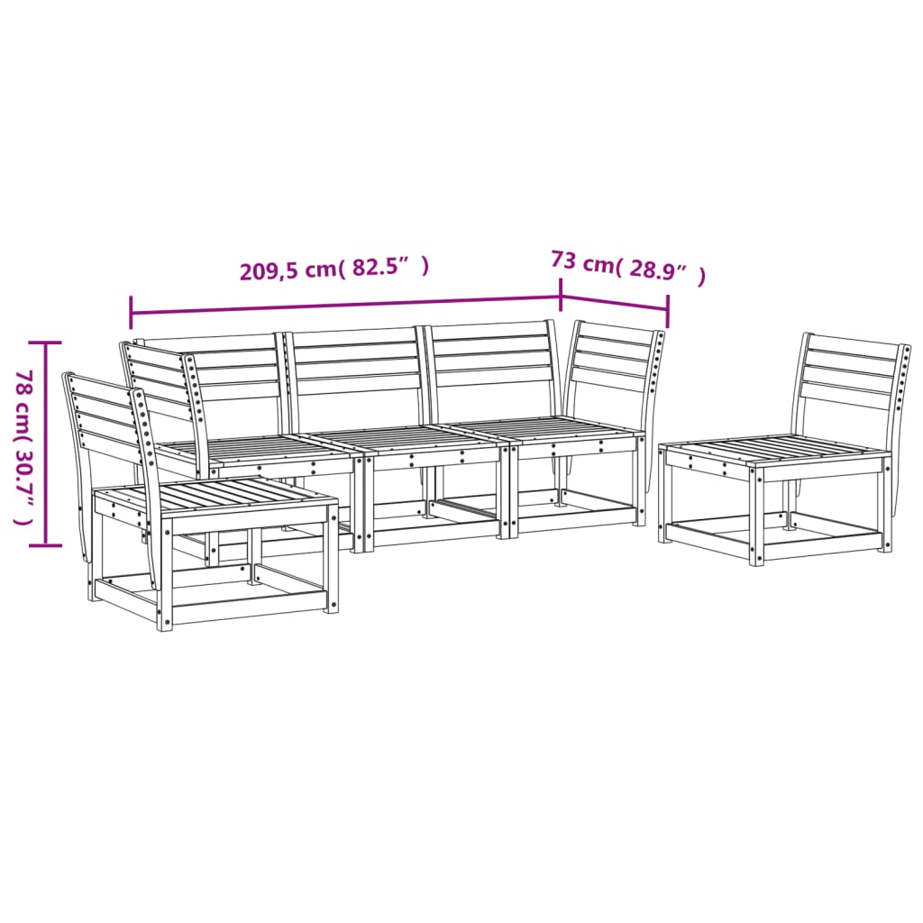 vidaXL 5-delige Loungeset geïmpregneerd grenenhout