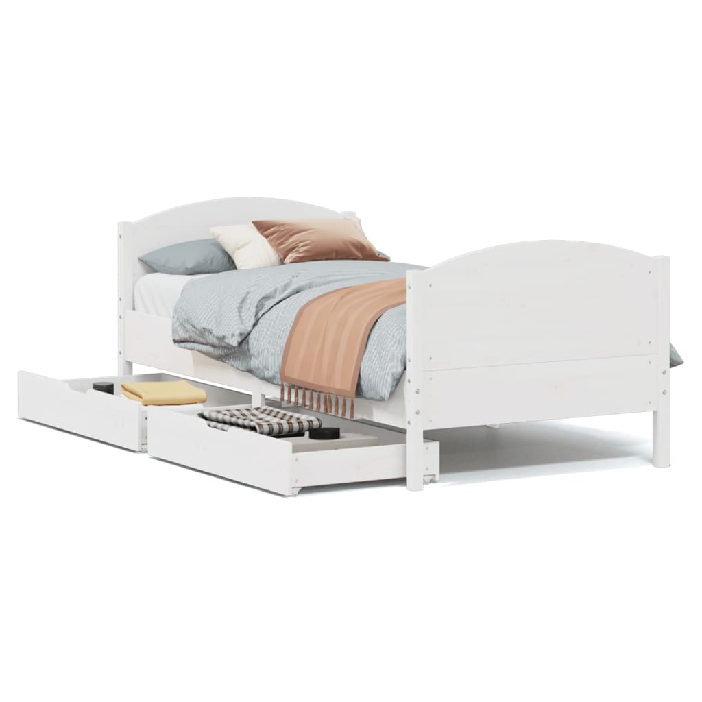 vidaXL Bedframe zonder matras massief grenenhout wit 90x200 cm