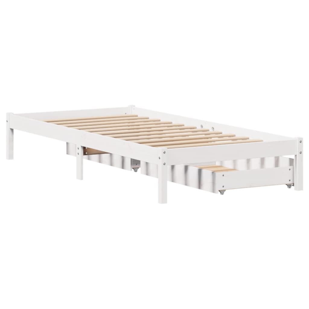 vidaXL Bedframe zonder matras massief grenenhout wit 90x200 cm