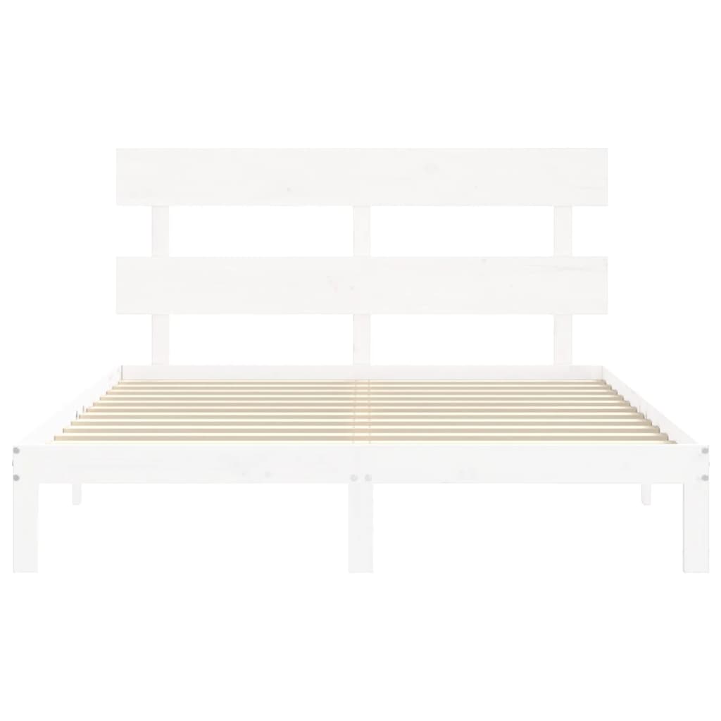 vidaXL Bedframe met hoofdbord massief hout wit 160x200 cm