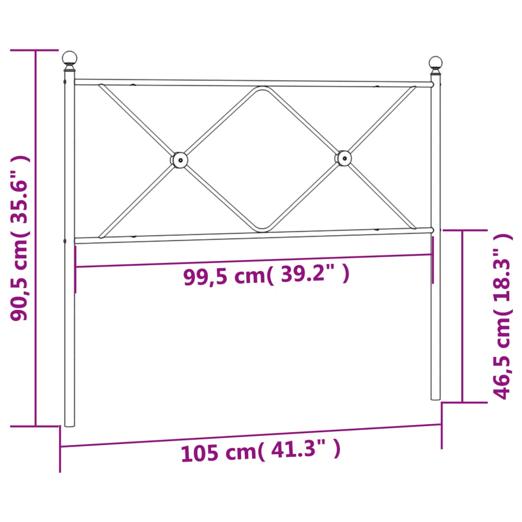 vidaXL Hoofdbord 100 cm metaal zwart