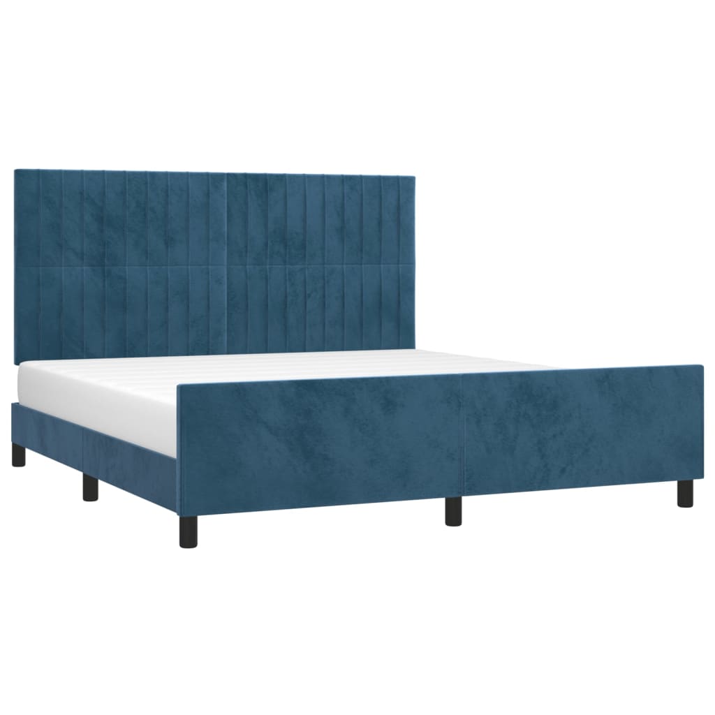 vidaXL Bedframe zonder matras 160x200 cm fluweel donkerblauw