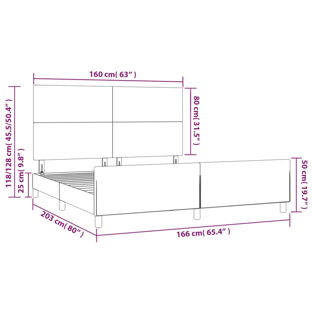 vidaXL Bedframe zonder matras 160x200 cm fluweel donkerblauw