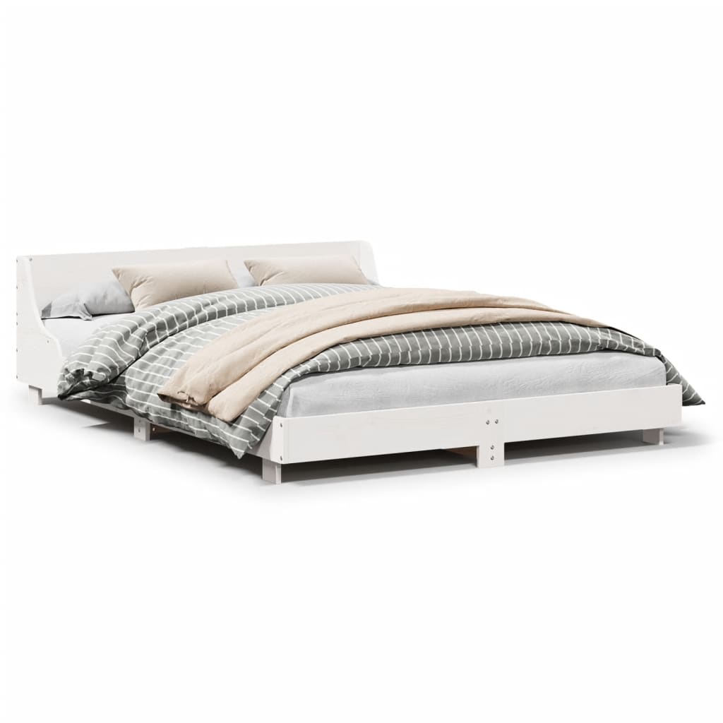 vidaXL Bedframe zonder matras massief grenenhout wit 150x200 cm