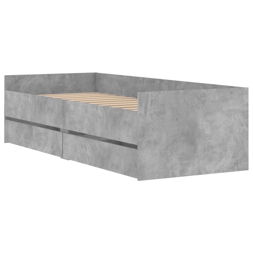 vidaXL Bedframe met lades betongrijs 75x190 cm Small Single