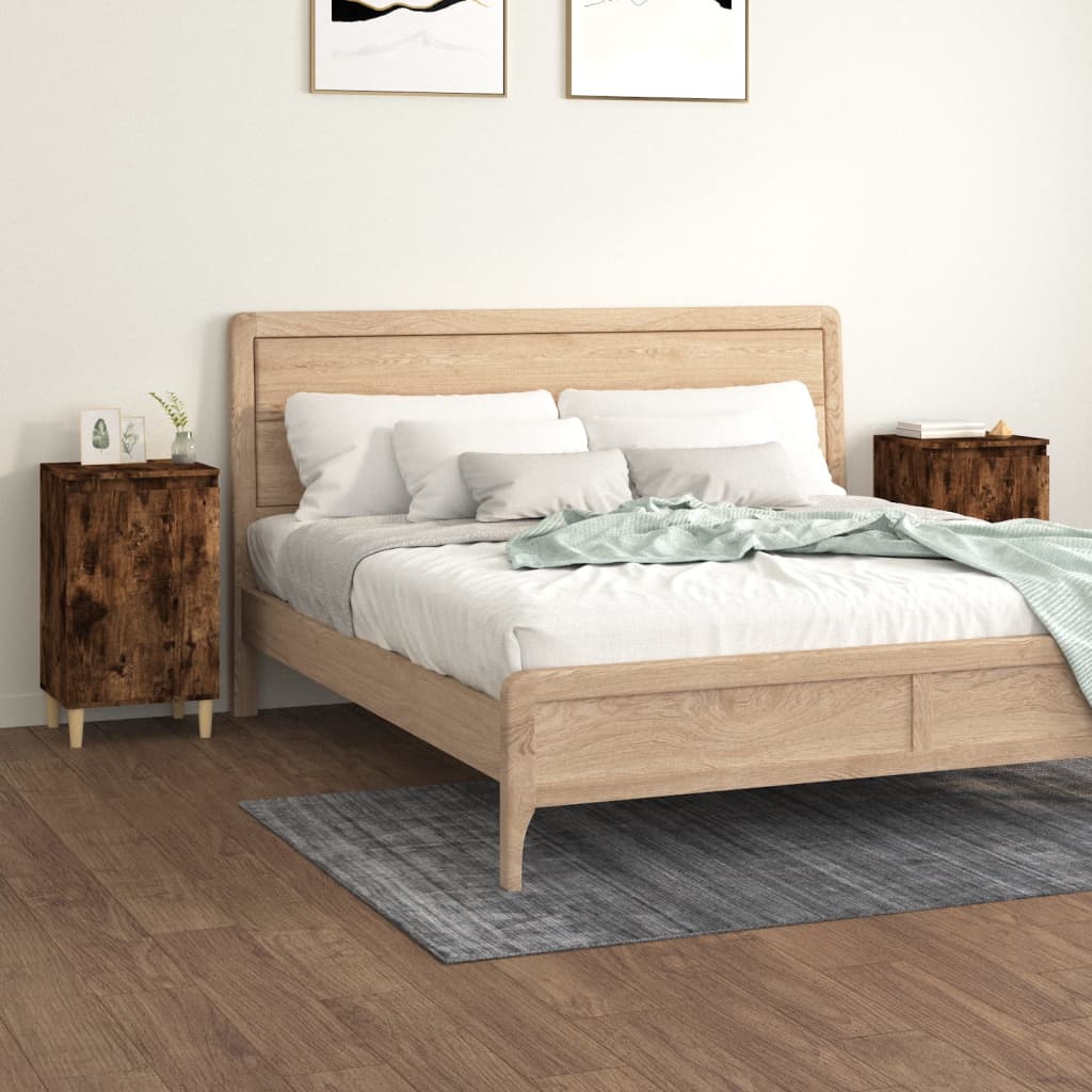 vidaXL Nachtkastjes 2 st 40x35x70 cm bewerkt hout gerookt eikenkleurig