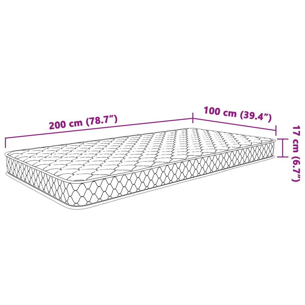 vidaXL Traagschuimmatras 100x200x17 cm wit