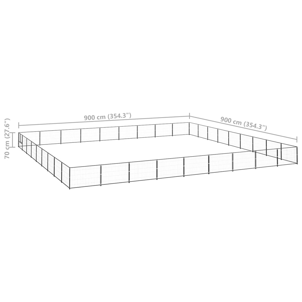 vidaXL Hondenkennel 81 m² staal zwart