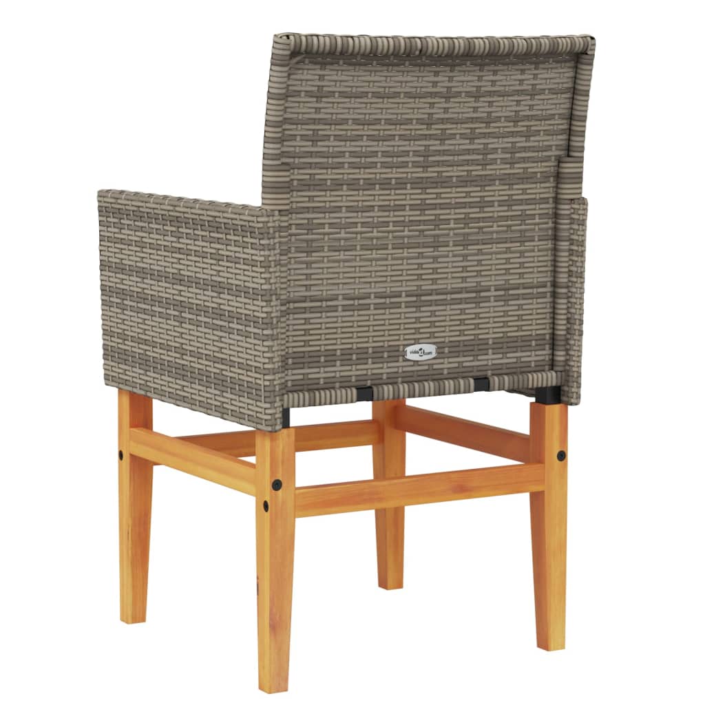 vidaXL Tuinstoelen 2 st met kussens poly rattan en massief hout grijs