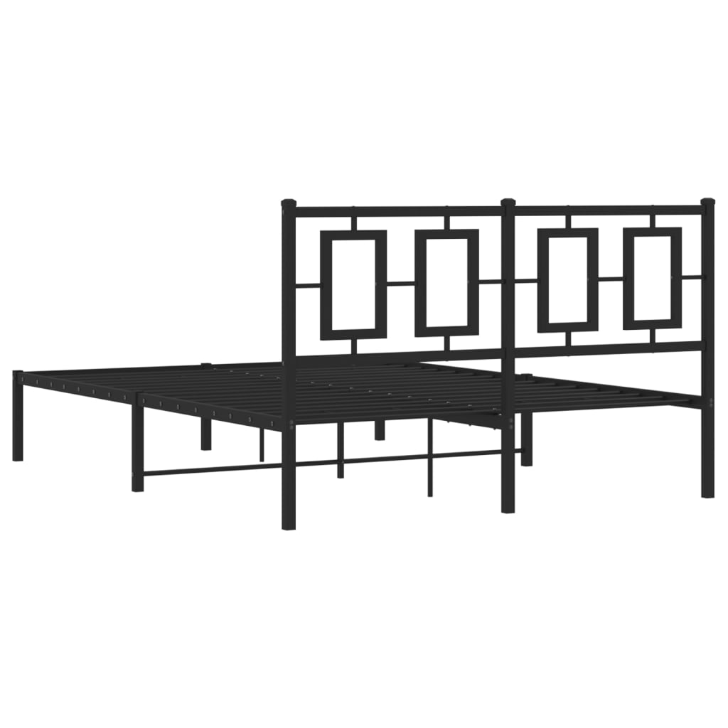 vidaXL Bedframe met hoofdbord metaal zwart 135x190 cm