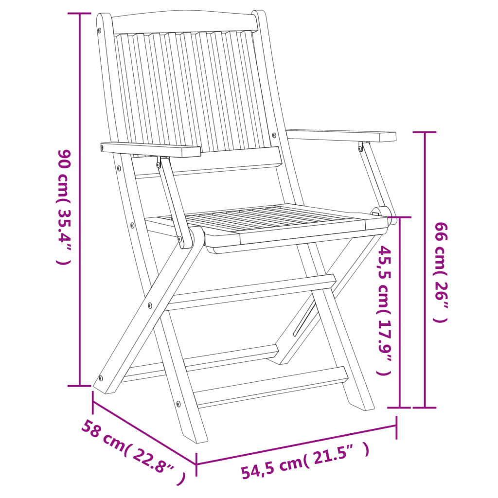 vidaXL Tuinstoelen 2 st inklapbaar 58x54,5x90 cm massief acaciahout