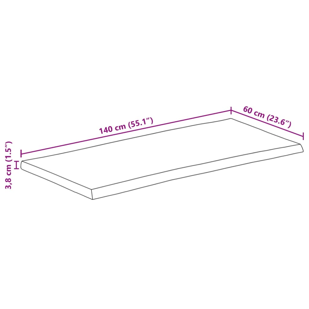 vidaXL Tafelblad met natuurlijke rand 140x60x3,8 cm massief mangohout