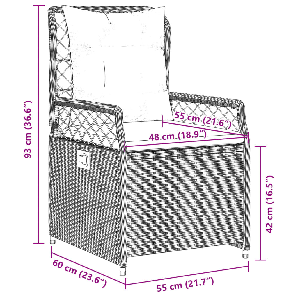 vidaXL 5-delige Tuinset met kussens poly rattan beige