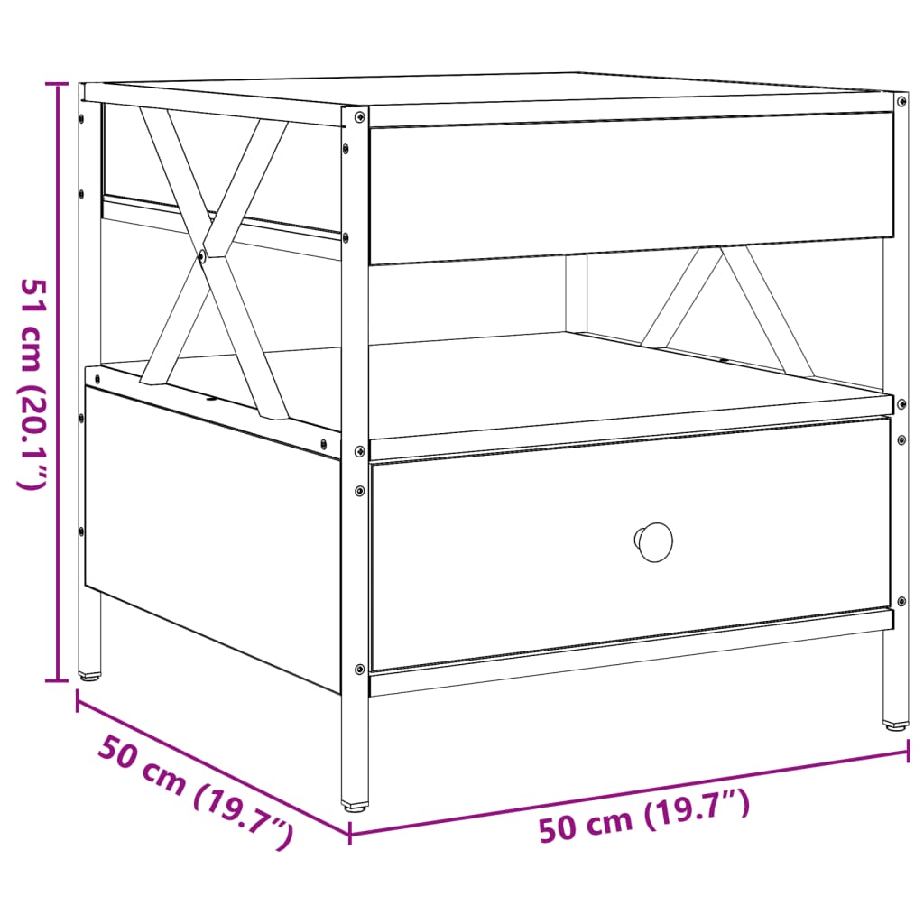 vidaXL Salontafel met Infinity LED 50x50x51 cm grijs sonoma eikenkleur