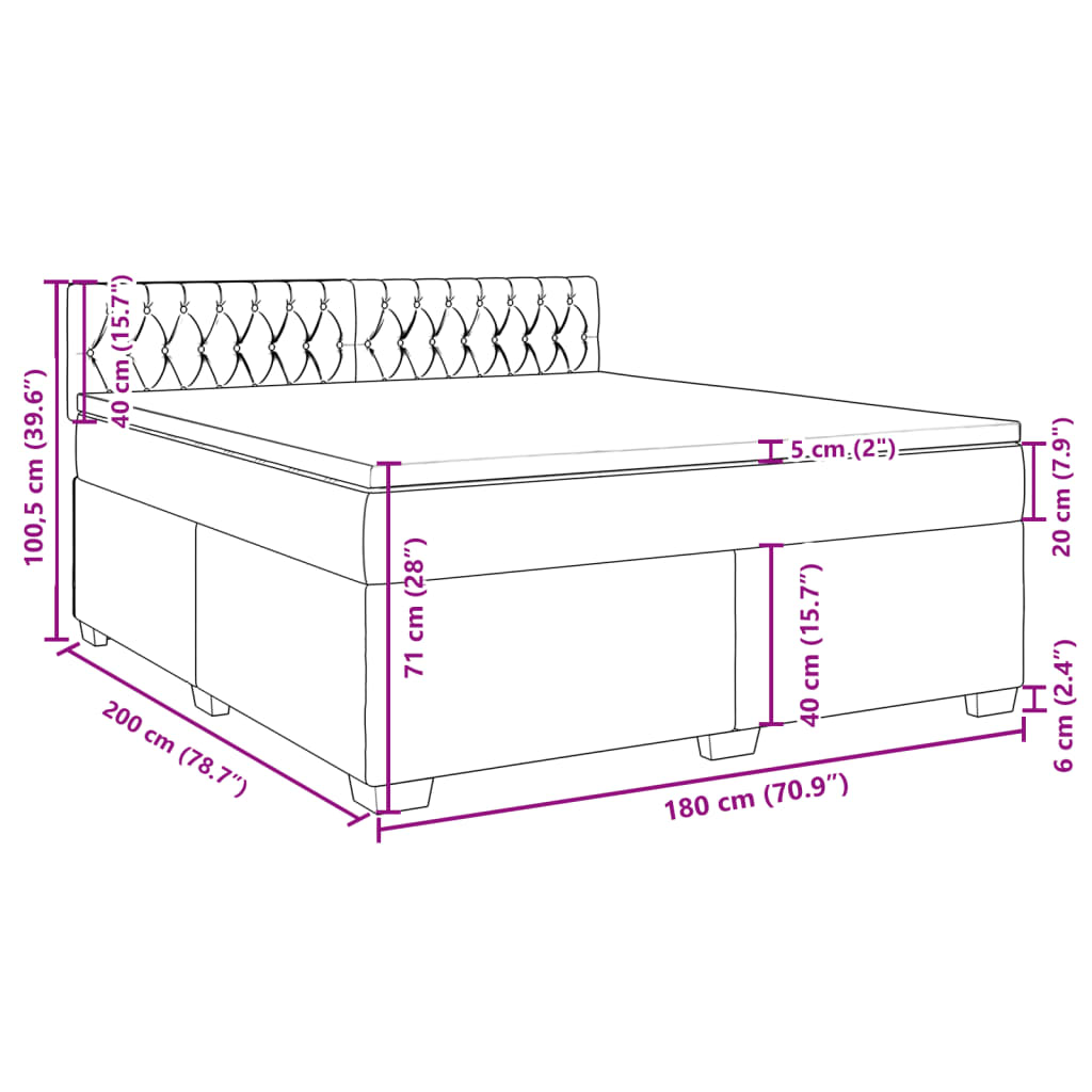 vidaXL Boxspring met matras stof blauw 180x200 cm