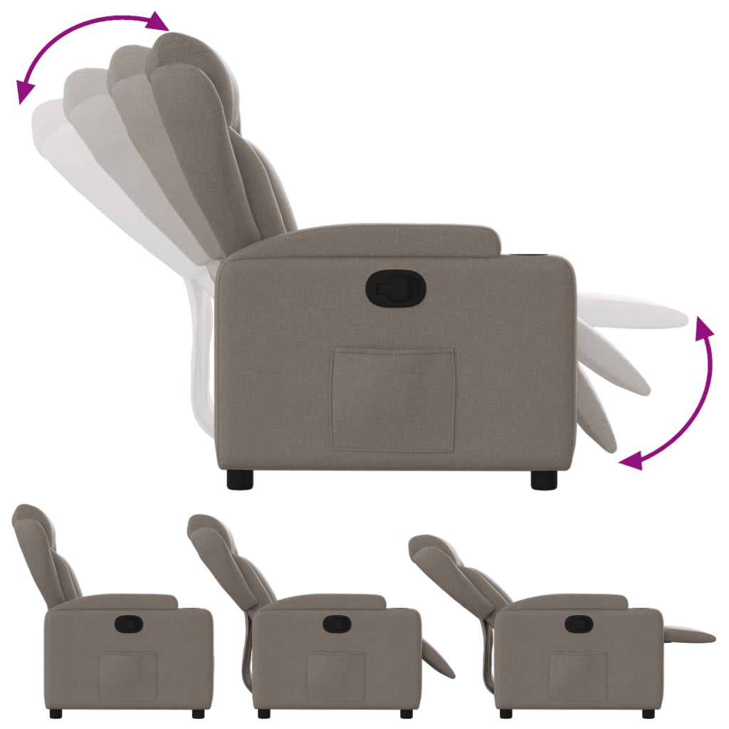 vidaXL Fauteuil verstelbaar stof taupe