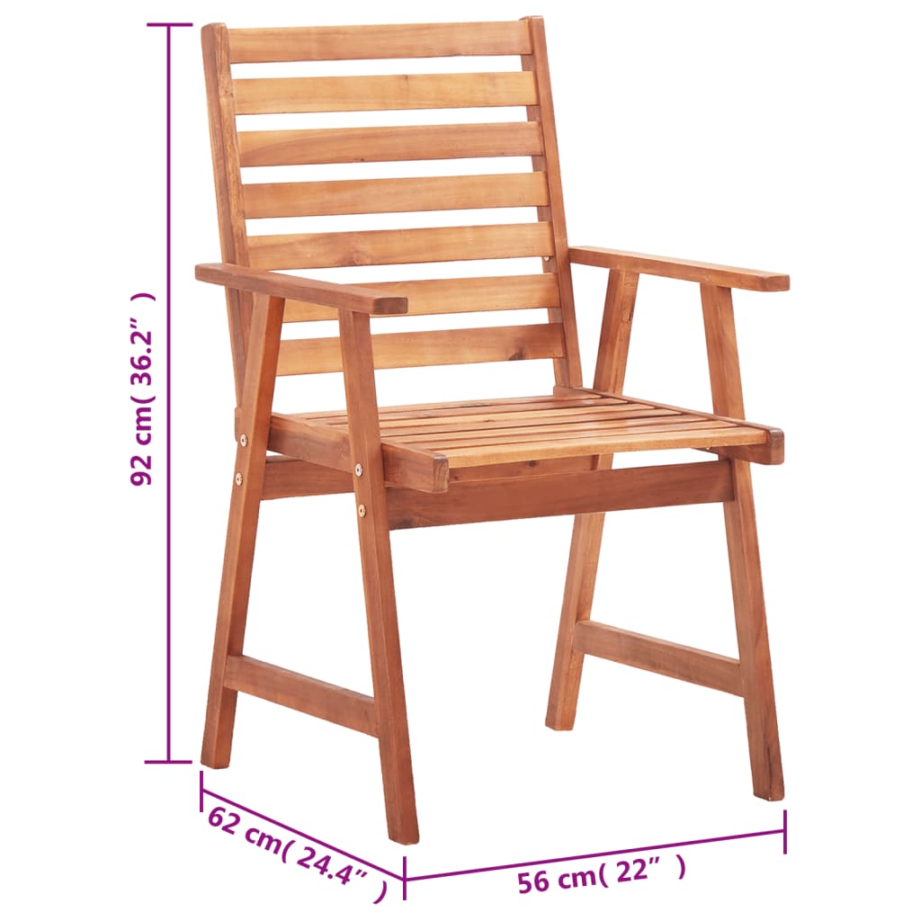 vidaXL Tuinstoelen 3 st met kussens massief acaciahout