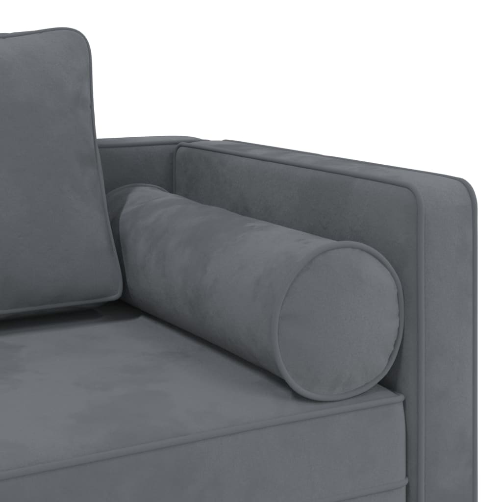 vidaXL Chaise longue met kussens fluweel donkergrijs