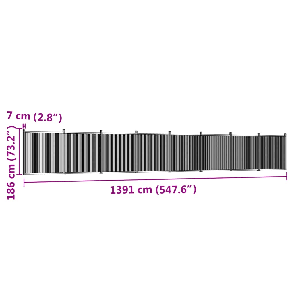 vidaXL Schuttingpaneel 1391x186 cm HKC grijs