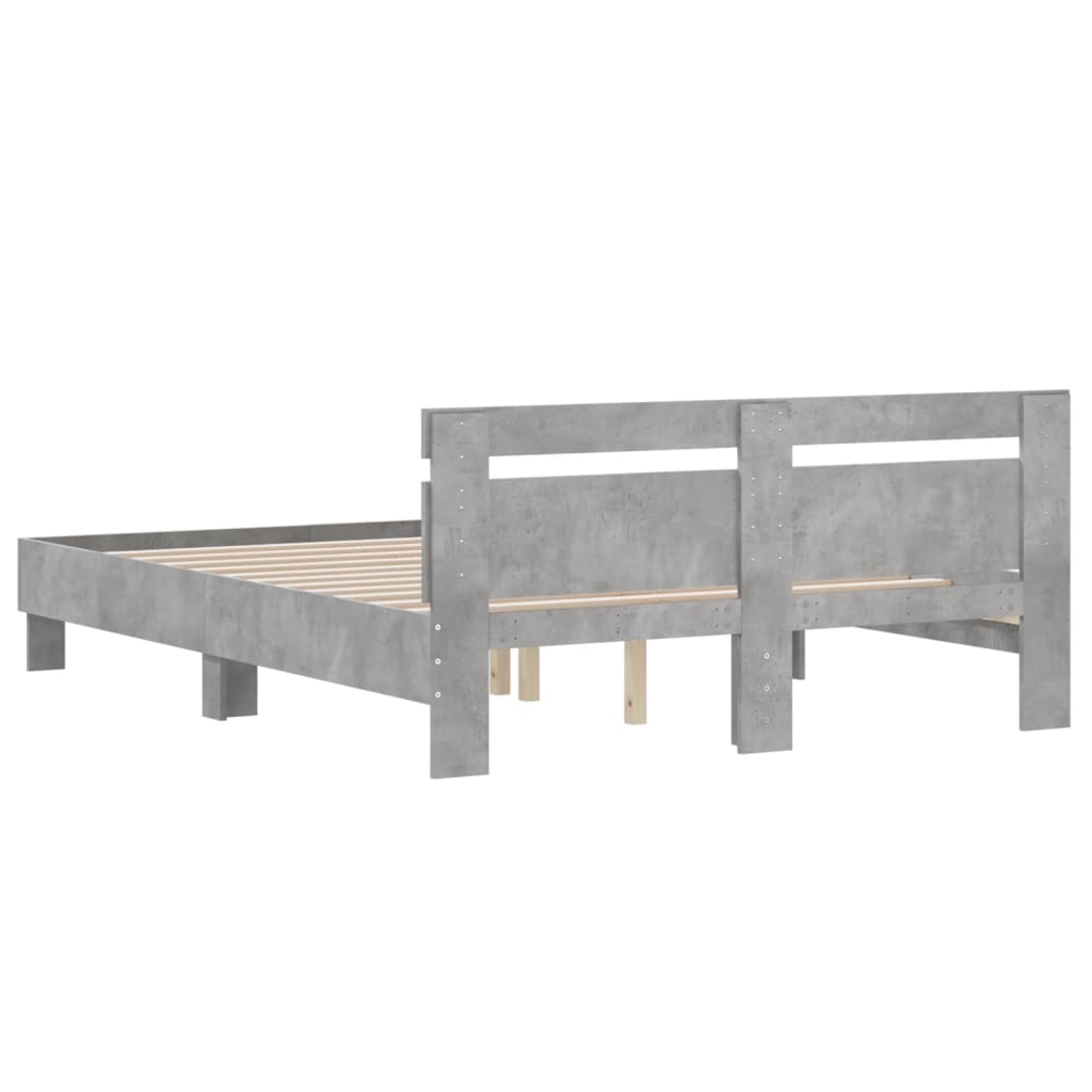 vidaXL Bedframe met hoofdeinde bewerkt hout betongrijs 150x200 cm