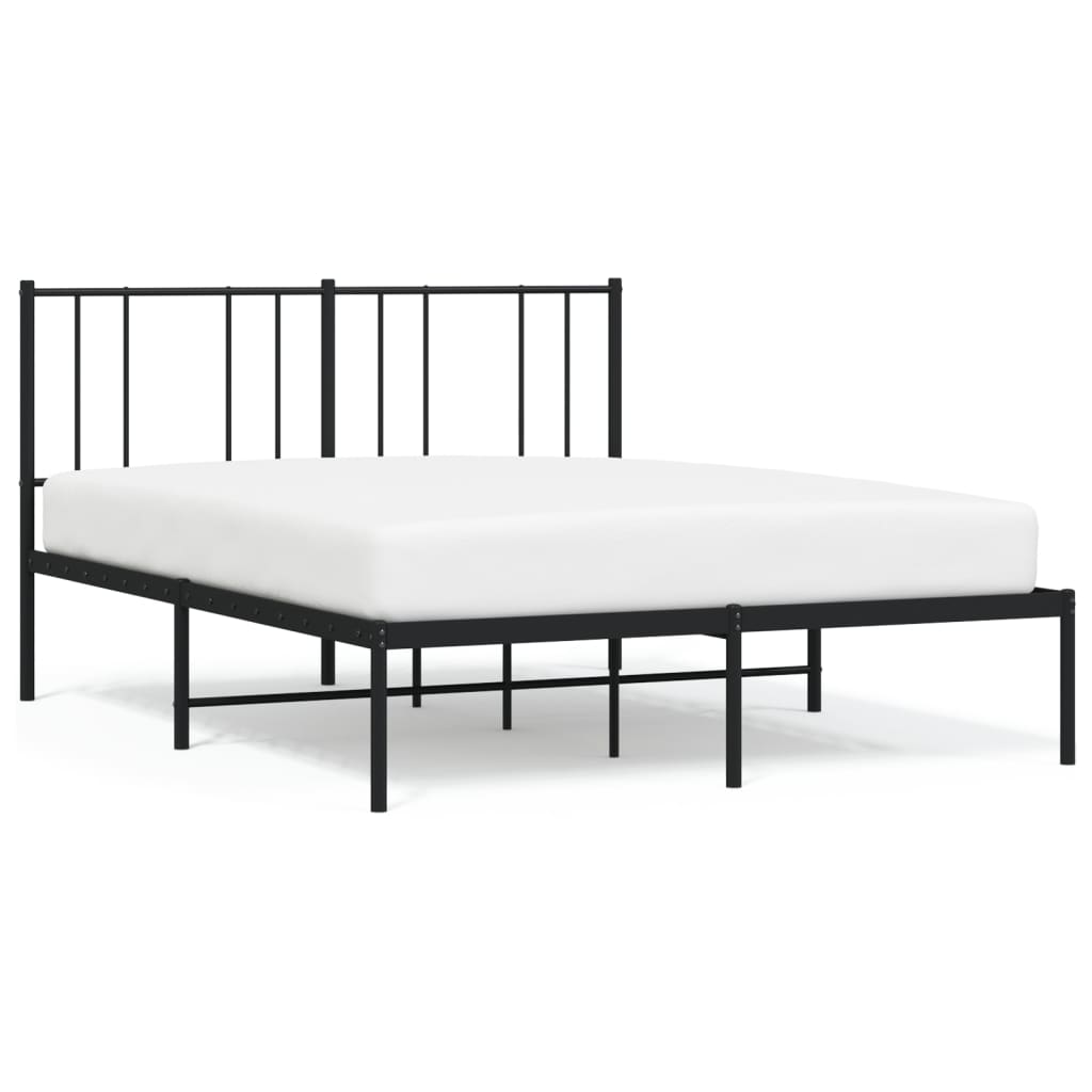 vidaXL Bedframe met hoofdbord metaal zwart 160x200 cm