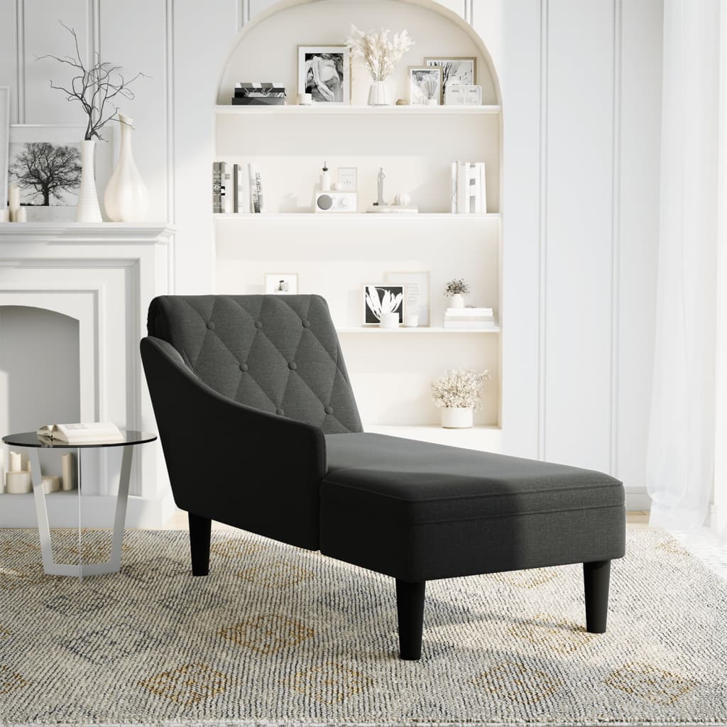 vidaXL Chaise longue met kussen en rechterarmleuning stof zwart