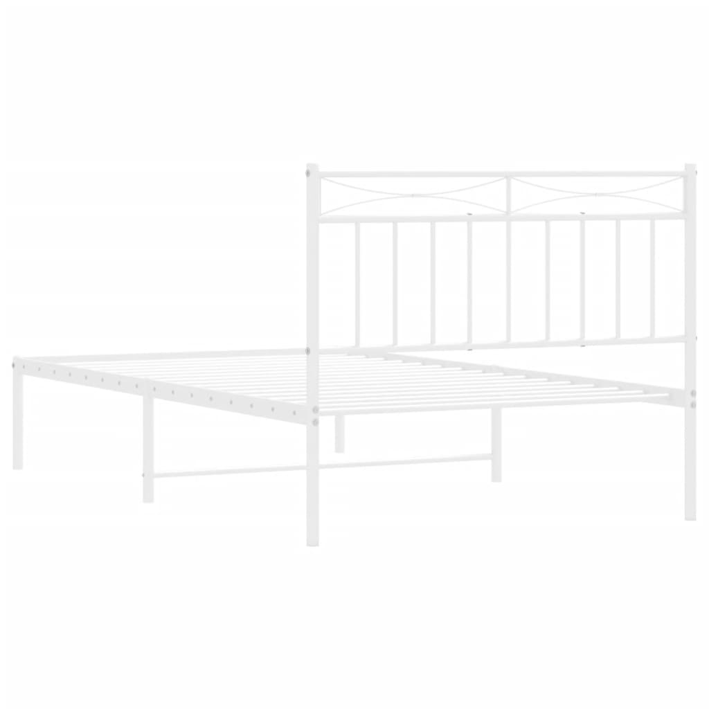 vidaXL Bedframe met hoofdbord metaal wit 100x200 cm