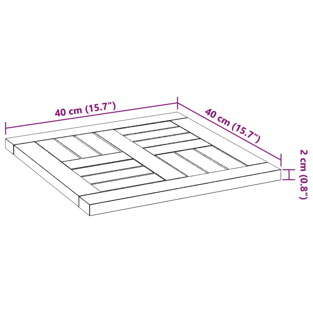 vidaXL Tafelblad vierkant 40x40x2 cm massief acaciahout