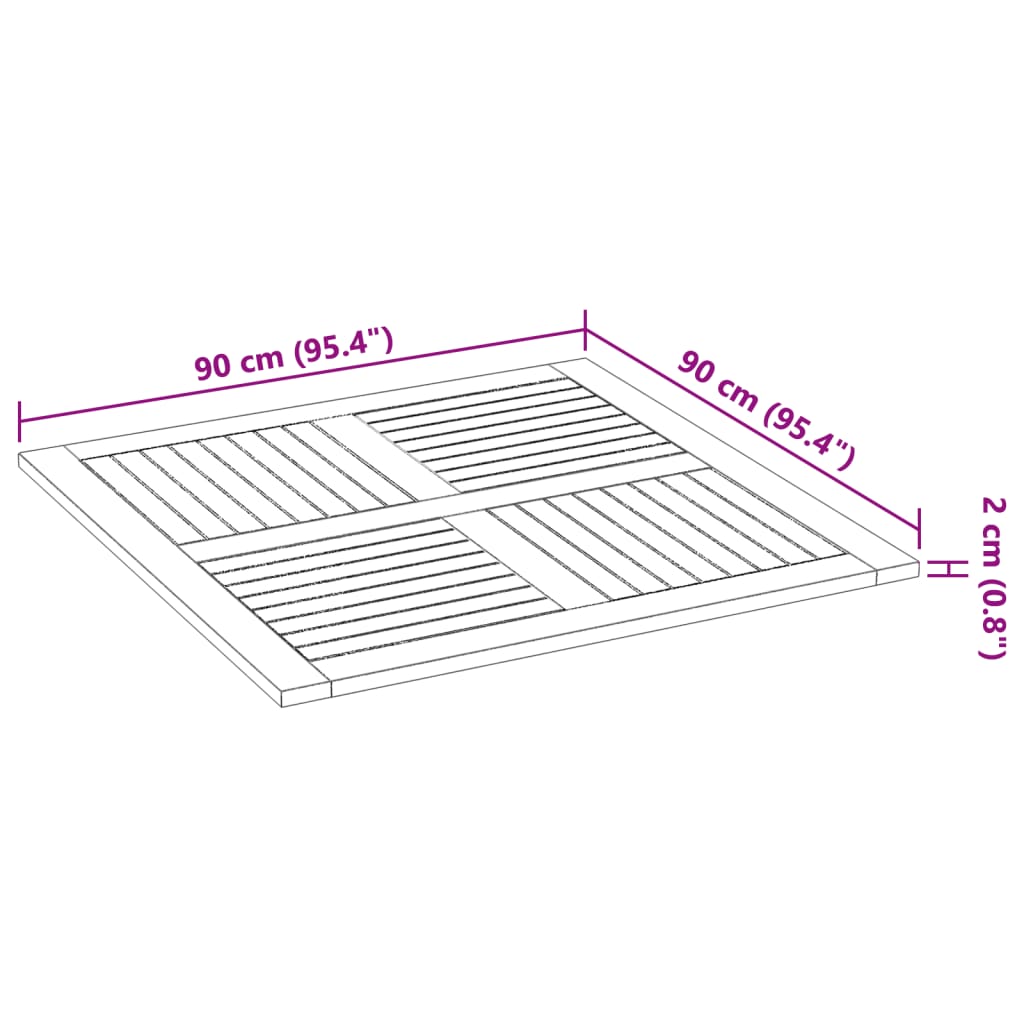 vidaXL Tafelblad vierkant 90x90x2,2 cm massief acaciahout