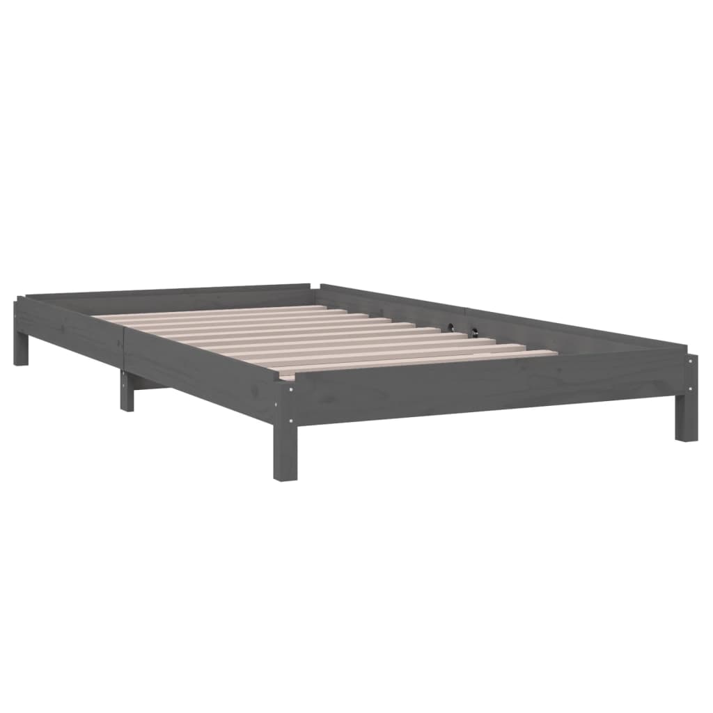 vidaXL Bed stapelbaar 100x200 cm massief grenenhout grijs