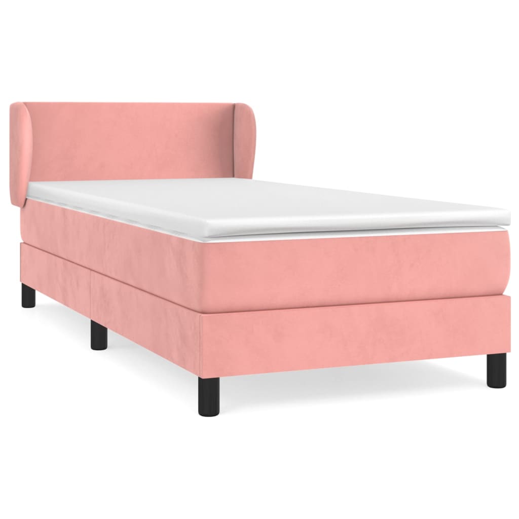 vidaXL Boxspring met matras fluweel roze 90x190 cm