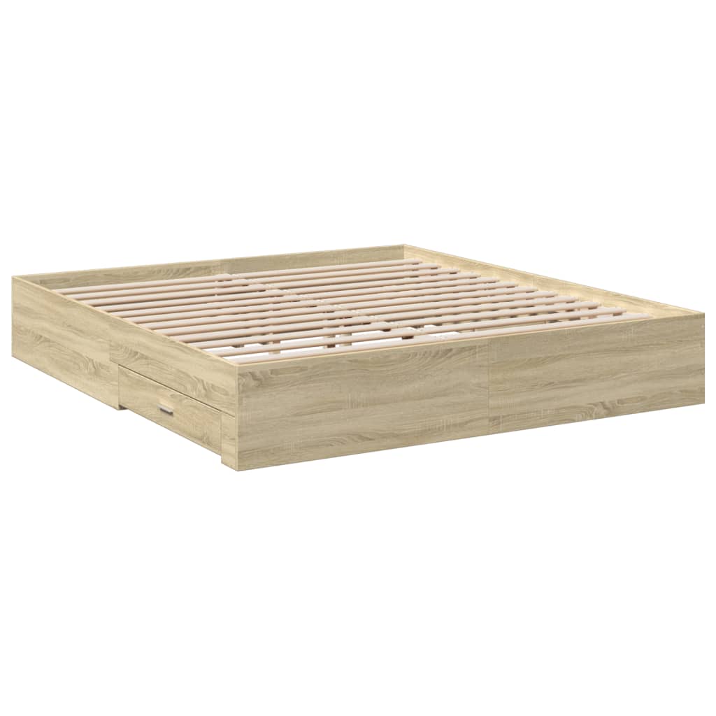 vidaXL Bedframe met lades bewerkt hout sonoma eikenkleurig 180x200 cm