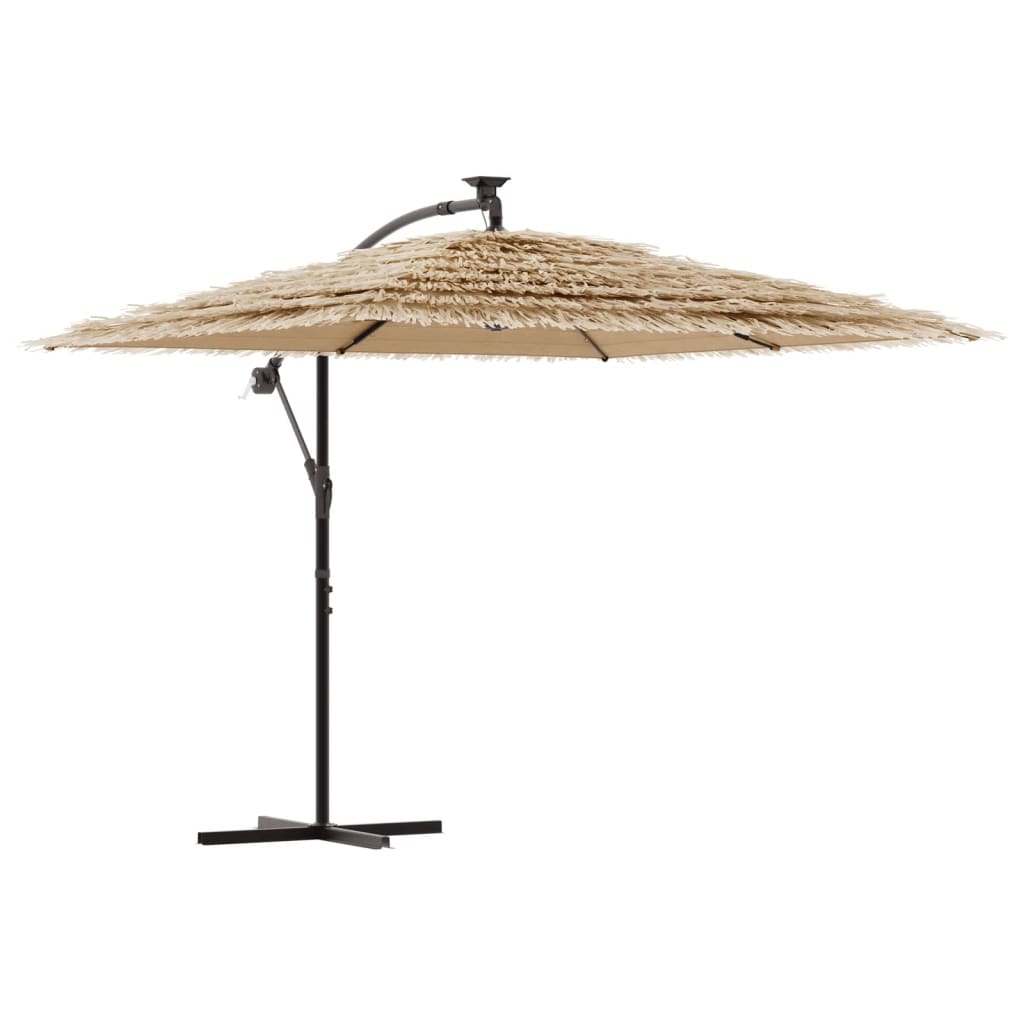 vidaXL Parasol met LED's en stalen paal 246x246x230 cm bruin