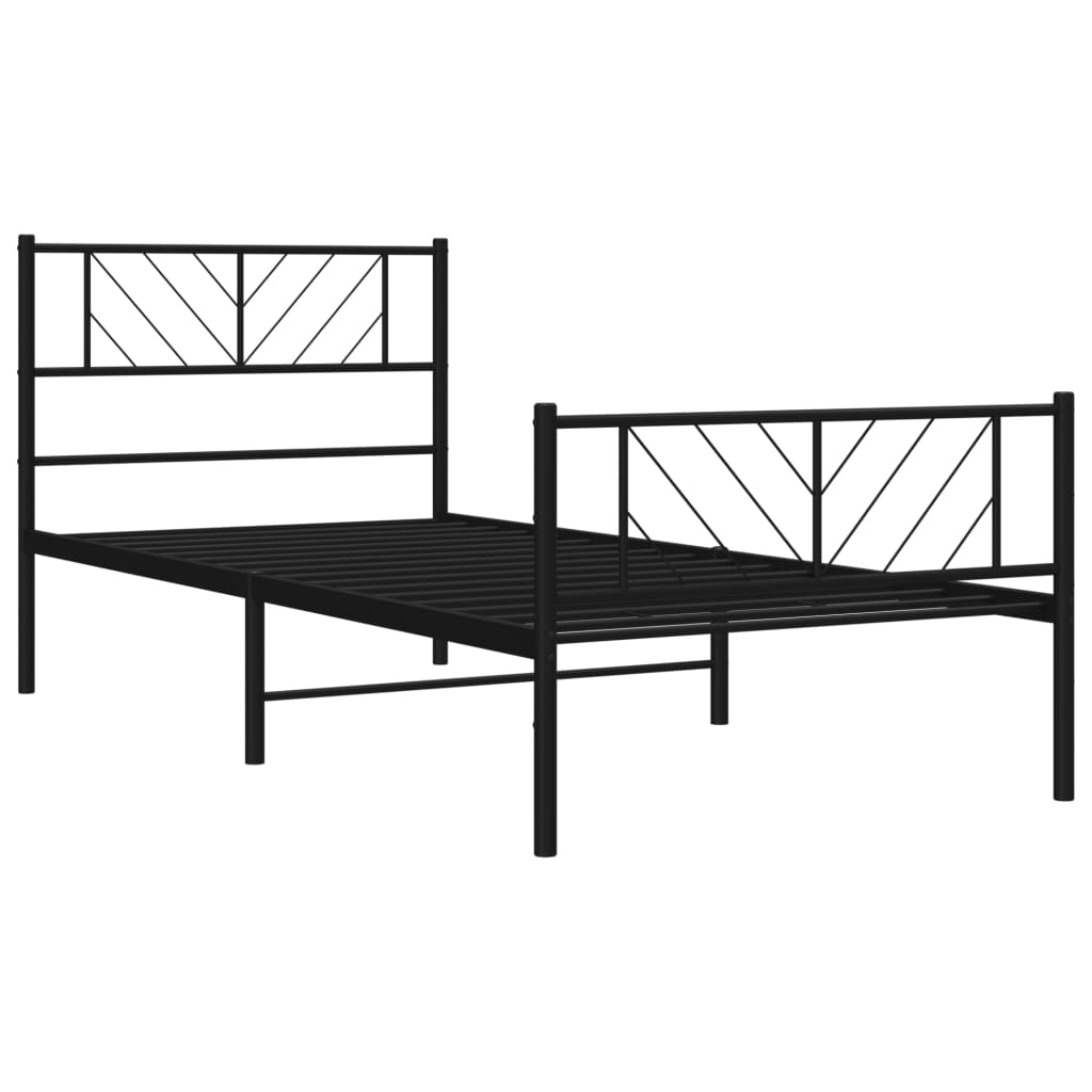 vidaXL Bedframe met hoofd- en voeteneinde metaal zwart 107x203 cm