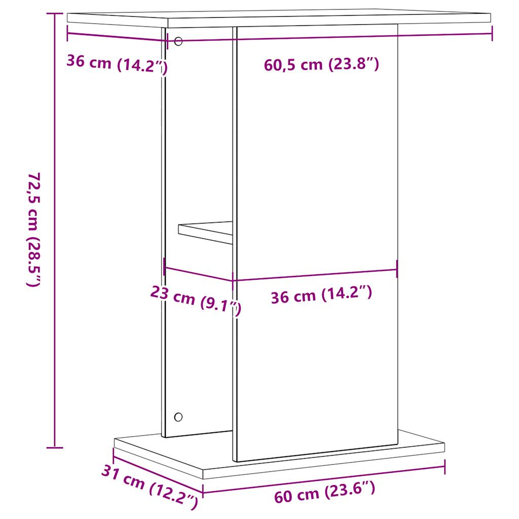 vidaXL Aquariumstandaard 36x60,5x72,5 cm bewerkt hout artisanaal eiken