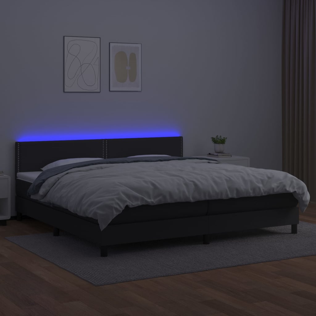 vidaXL Boxspring met matras en LED kunstleer zwart 200x200 cm