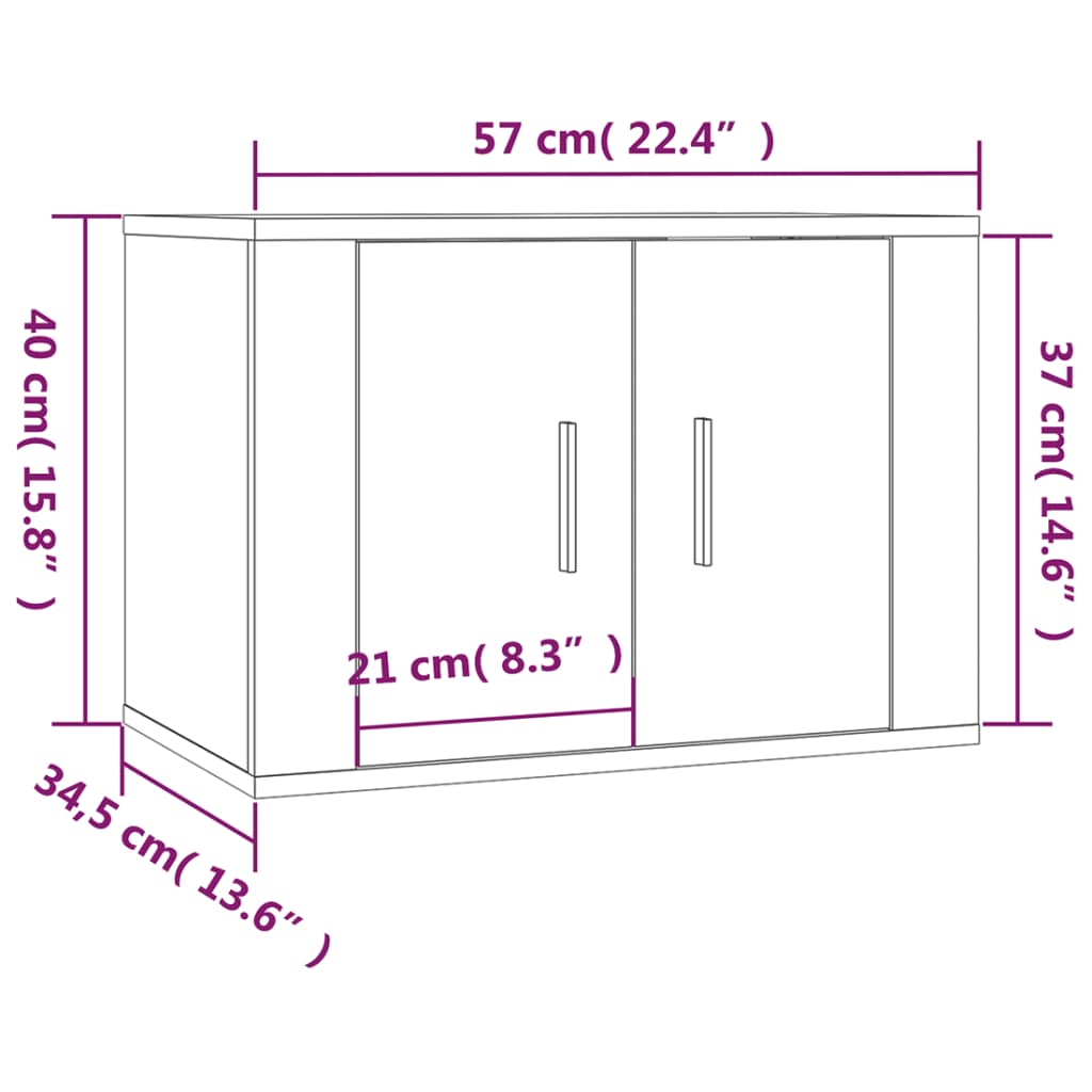 vidaXL Tv-wandmeubel 57x34,5x40 cm wit