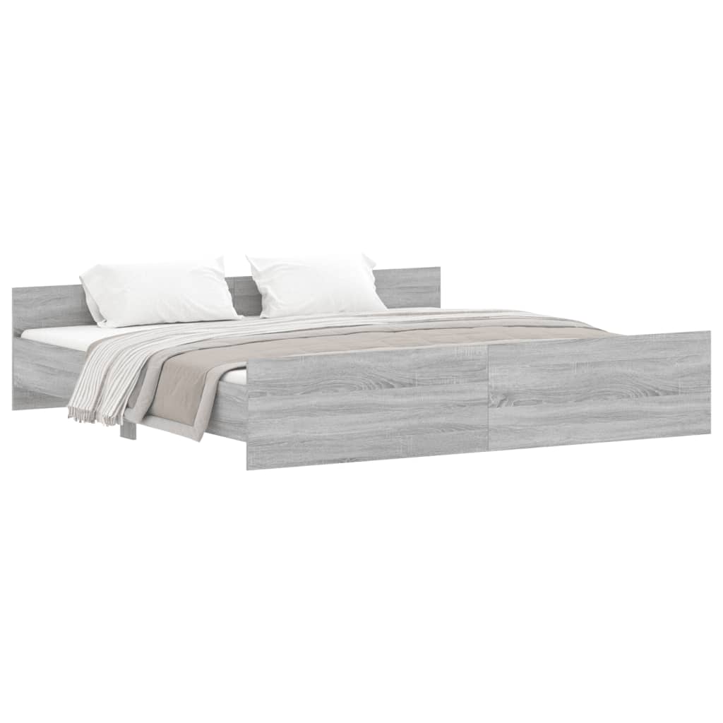 vidaXL Bedframe met hoofd- en voeteneinde grijs sonoma 200x200 cm