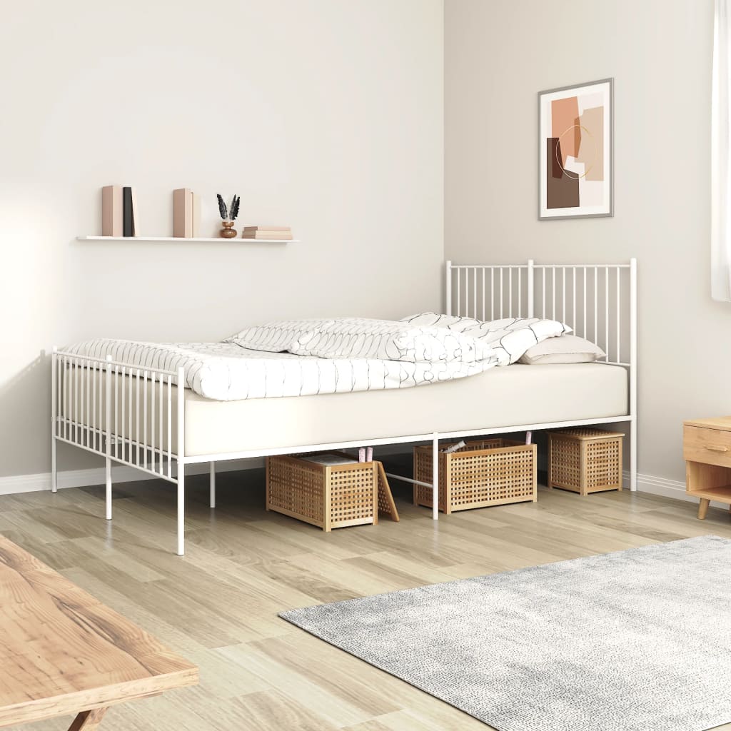 vidaXL Bedframe met hoofd- en voeteneinde metaal wit 140x200 cm