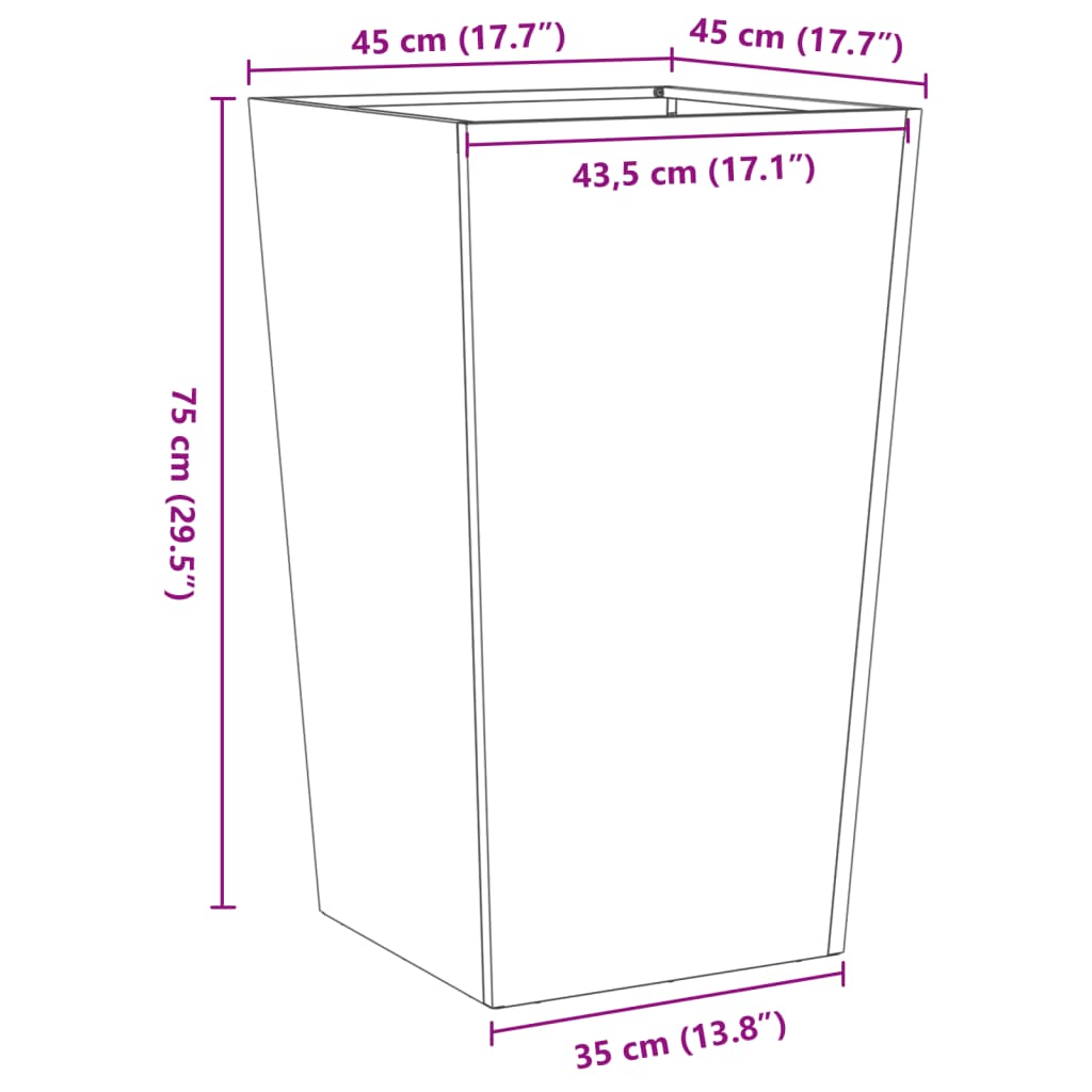 vidaXL Plantenbakken 2 st 45x45x75 cm staal olijfgroen