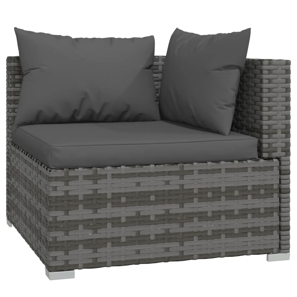 vidaXL 8-delige Loungeset met kussens poly rattan grijs