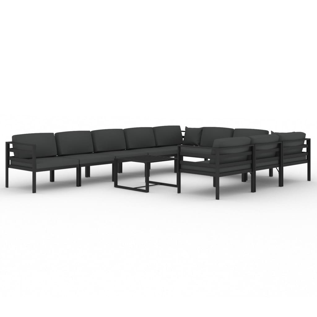 vidaXL 11-delige Loungeset met kussens aluminium antracietkleurig