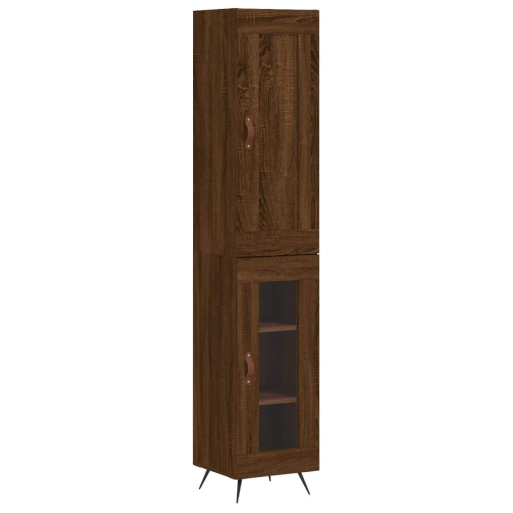 vidaXL Hoge kast 34,5x34x180 cm bewerkt hout bruin eikenkleur