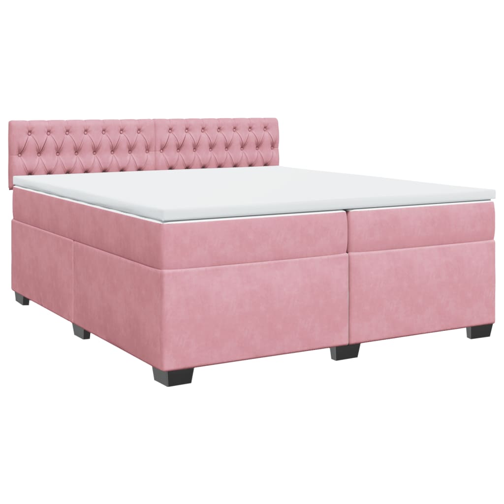 vidaXL Boxspring met matras fluweel roze 200x200 cm