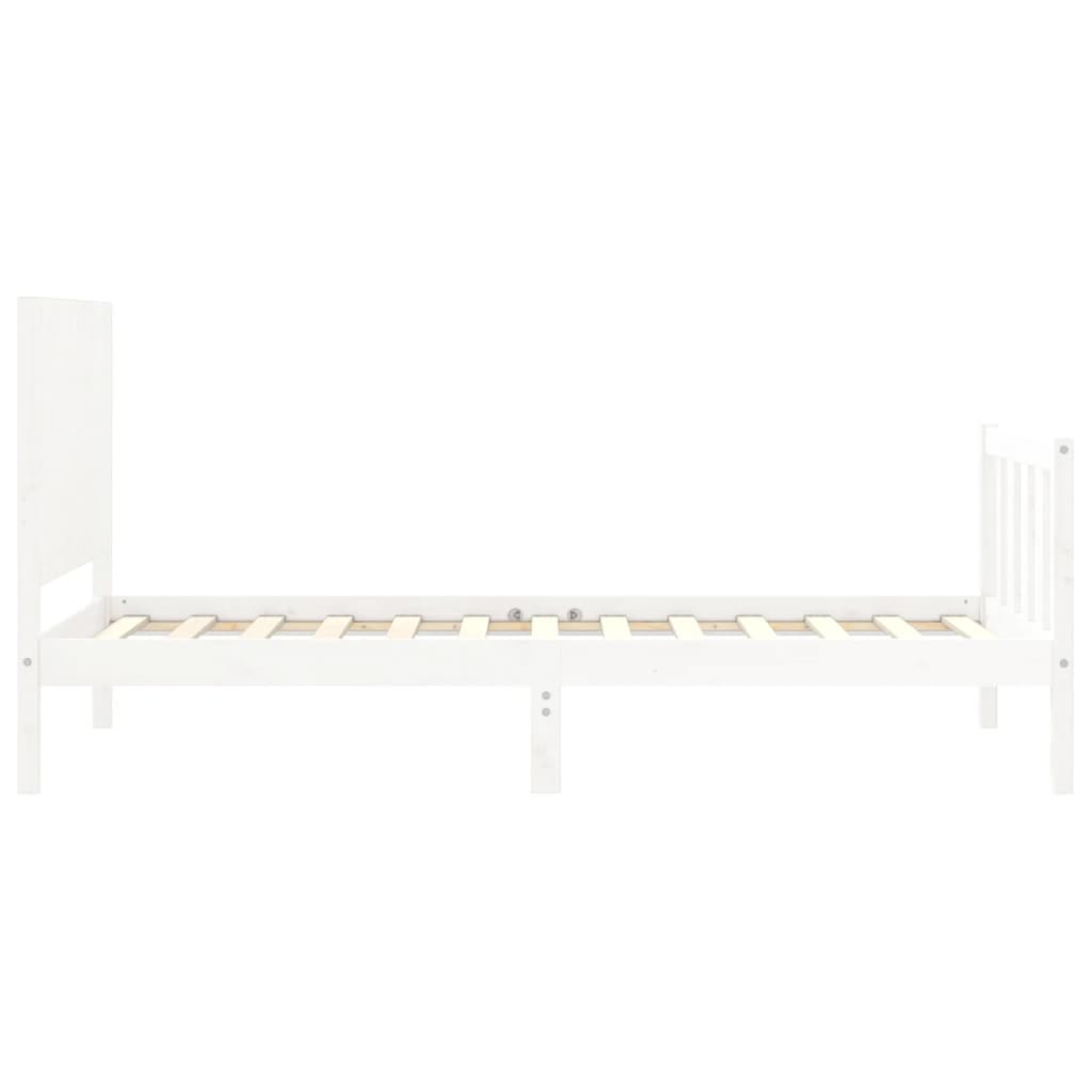 vidaXL Bedframe met hoofdbord massief hout wit 100x200 cm