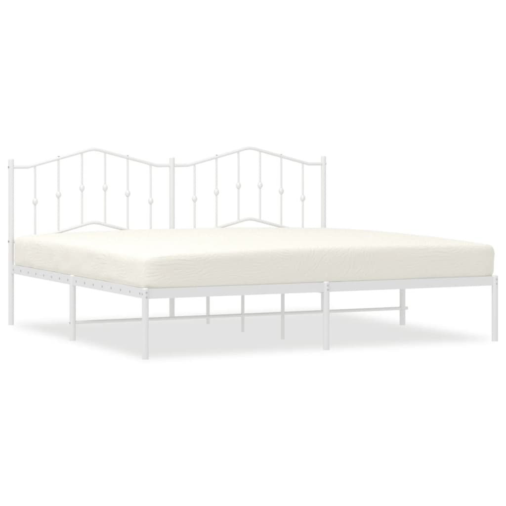 vidaXL Bedframe met hoofdbord metaal wit 193x203 cm