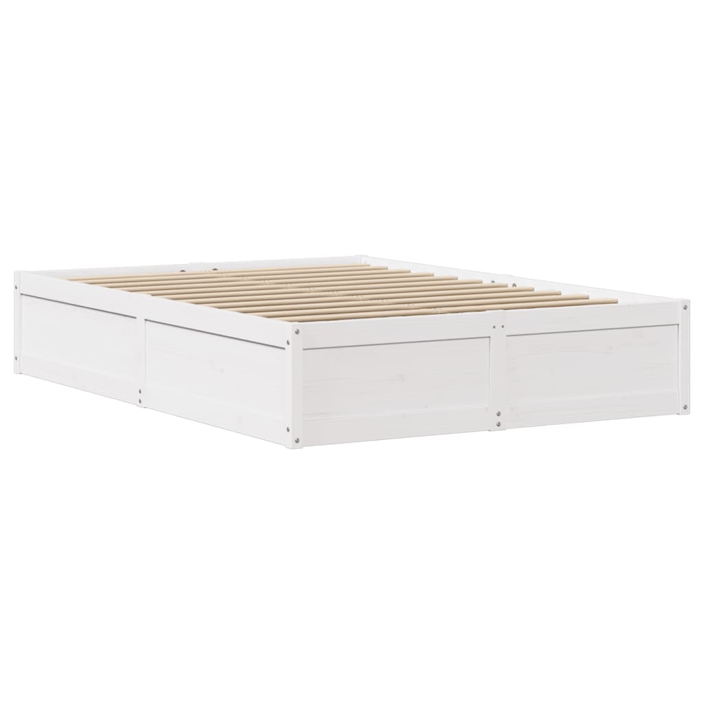 vidaXL Bedframe met hoofdbord massief grenenhout wit 160x200 cm