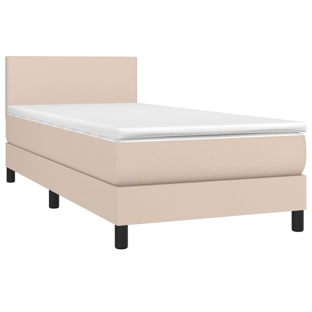 vidaXL Boxspring met matras en LED kunstleer cappuccinokleur 80x200 cm